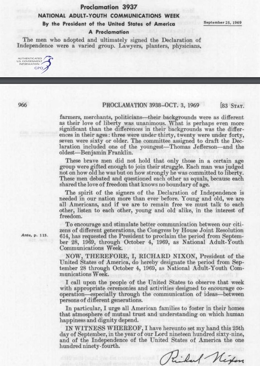 1969-nixon-proclamation-joint-resolution-national-adult-youth-communcation-week-ralph-jaffe-congress-bill